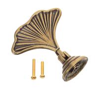 HOMSFOU Tirador de Armario Forma de Ginkgo de Latón, una Sola Perforación | Acabado Bronce Brillo Lustroso, Vetas Finamente Fundidas, para Dormitorios y Closets