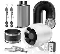 Hon&Guan HI-PE - Kit de ventilación de aire (360 m³/h, 100 mm, con regulador de velocidad, filtro de carbón activo, manguito de goma, motor EC avanzado, ventilador de ventilación, juego completo