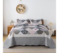 HoneiLife Juego de Colcha Extragrande de 120 x 120 cm, 3 Piezas, para Todas Las Estaciones, Reversible, Ligera, Color Gris
