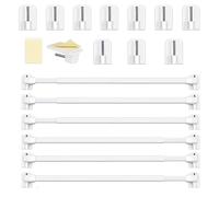 Honeyes - Barras de cristal extensible, barra sin taladrar, ajustable, barra de cortina para ventanas de PVC para cortinas de malla y ganchos, cortina adhesiva, color blanco (6 unidades 30-50 cm)