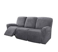 Honeyhouse Funda de sofá Relax de 3 plazas, Funda de sillón reclinable de Terciopelo Extensible de 8 Piezas, Funda para sofá Relax de 3 plazas con Bolsillo Lateral Antideslizante, Lavable