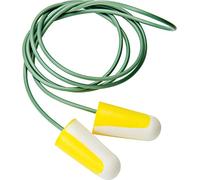 Honeywell 1000107 Howard Leight Bilsom 304 Tapones para los oídos con cable, desechables, tamaño pequeño, color amarillo y blanco, forma de bala, SNR 33 Db (Caja de 100 pares)