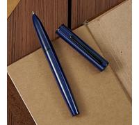 HONG DIAN Pluma estilográfica C1 con plumín fino, azul oscuro y diseño clásico retro, de metal, con convertidor de tinta