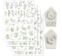 Hongma Rub On Pegatinas aprox. A5, 14 x 19 cm, diseño de flores de eucalipto, 4 unidades