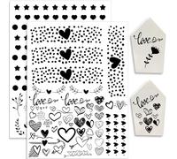 Hongma Rub On Sticker 19x14cm - Formato grande, transferencias de corazón, 2 piezas, frases para Raysin, para Keraflott, muebles, cristal, madera, bricolaje, decoración, lámina Rub On, Rubons