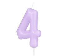 Hongplus Vela de feliz cumpleaños con diseño de macarrón, color morado, decoración de pastel número 4 para fiesta