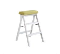 HONKERW Taburete Plegable Taburete de Escalera de Madera Maciza, Silla Plegable Tipo Escalera, Banco Alto portátil, Adecuado for Cocina, baño y Oficina. Escalera(Matcha Green)
