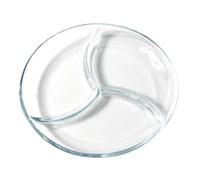 HONMEET 3 Compartimentos Plato Dividido de Vidrio Templado | Control de Porciones, Fácil de Guardar y Usar, para Recalentar Comida, Comedor Exterior y Reuniones