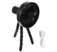 HONMEET Ventilador multifunción portátil con clip para cochecito de bebé, trípode flexible, recargable, silencioso, negro, para verano al aire libre