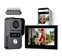 Honmidatek Videoportero Inteligente, Timbre con Video de 2 Hilos con Monitor Táctil de 7 Pulgadas, Audio Bidireccional, videoportero con cámara con Desbloqueo Remoto, Wi-Fi de 2.4 G/5G, KW02-IP7B