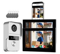 Honmidatek Videoportero Smartphone 2 Hilos, Timbre Video Mirilla y 7'' Pantalla Táctil, Visión Nocturna, Desbloqueo Remoto, Audio Bidireccionall para Chalet,casa, 2,4/5GHz, 1 cámara y 2 monitores