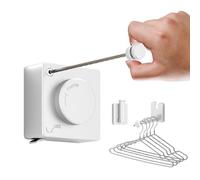 HONPHIER Tendedero Retráctil, 5.1M Tendedero de Pared Extensible, con Gancho Plegable, Acero Inoxidable, Tendederos Retráctil para Interior y Exterior, Ahorra Espacio (Blanco)