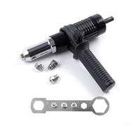 Honseadek Cabezal adaptador de remache eléctrico para taladro inalámbrico, kit de fijación de tuerca de acero de aleación con mango ergonómico, juego de remachadora manual de bajo ruido para remaches