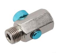 Honseadek Regulador de aire en línea 1/4 NPT Válvula de presión de aire comprimido Controlador neumático de acero de aleación Ajustador de flujo en miniatura Azul plateado