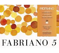 Honsell 19100260 Fabriano Disegno 5 - Cartulina para acuarela (grano fino, 300 g/m², 31 x 41 cm, 20 hojas, encolado por 4 caras, sin cloro ni ácidos), color blanco