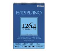 Honsell 19100644 Fabriano Mix Media 1264 - Cuaderno de espiral (300 g/m², DIN A3, 30 hojas de papel blanco natural, grano medio, sin ácidos, apto para todas las técnicas variadas)