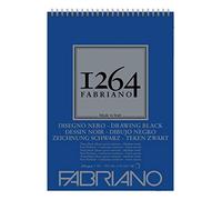 Honsell 19100651 Fabriano Disegno Nero - Bloc de dibujo con espiral 1264, 200 g/m², DIN A3, 40 hojas de papel satinado negro con grano medio, sin ácidos, para todas las técnicas de secado