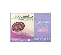Honsell 19303551 Fabriano Artistico Acquarello Watercolour, extra blanco, satinado, hot Pressed, 35,5 x 51 cm, 15 hojas de 300 g/m², cartón de acuarela de alta calidad, bloc de 4 caras encoladas