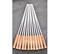 HONSHEN - Juego de 12 pinchos largos y planos para barbacoa de 17 pulgadas, acero inoxidable estilo brasileño, hoja de 3/8 pulgadas de ancho con mango de madera dura para asar carne, pollo, camarones