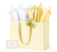 HONTIUS 15.75'' Bolsa de Regalo Grandes, Bolsas de Regalo para Presentes con Clip de Orquídea con Papel de Seda y Tarjeta, 40*30*12.5cm para Boda, Cumpleaños, Fiesta, Regalo Dama Navidad Aniversario F