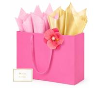 HONTIUS 15.75'' Bolsa de Regalo Grandes, Bolsas de Regalo para Presentes con Clip de Orquídea con Papel de Seda y Tarjeta, 40*30*12.5cm para Boda, Cumpleaños, Fiesta, Regalo Dama Navidad Aniversario J