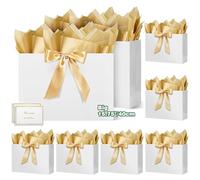 HONTIUS 15.75" Bolsa Regalo, Bolsas de Regalo Verticales con Papel de Pañuelos de Papel y Tarjetas, 40*30*12.5cm Bolsa Regalo Grande Gift Bags Mediana para Cumpleaños Fiestas Celebraciones 10 Piezas B