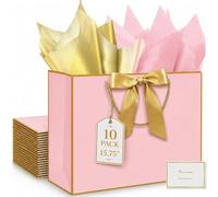 HONTIUS 15.75" Bolsa Regalo Grande, Bolsas de Regalo con Papel de Pañuelos de Papel y Tarjetas, 40x30x12.5cm Bolsa Regalo XXL Gift Bags Maxi para Cumpleaños Fiestas Celebraciones Boda 8 Piezas B
