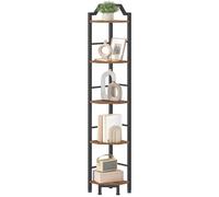 HOOBRO Estantería de Esquina, Estantería Esquinera de 5 Niveles, Exhibición Vertical, Librería, para Sala de Estar, Dormitorio, Estudio y Cocina, Marrón Rústico y Negro EBF100CJ01