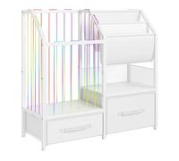 HOOBRO Estantería Infantil para Libros y Juguetes, Organizador de Peluches | Estante de 3 Niveles con Bolsas Colgantes y 2 Cajones, para Cuarto de Bebé, Sala de Juegos y Habitación Infantil, Blanco