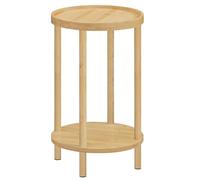 HOOBRO Mesa Auxiliar Redonda de Bambú, Mesa Lateral de 2 Niveles, Mesita de Noche con Borde Elevado, para Espacios Pequeños, Salón, Dormitorio, Pasillo, Entrada, Natural EYL156BZ01