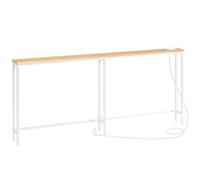 HOOBRO Mesa de Consola Estrecha con Toma de Corriente y Puerto USB, Mesa de Entrada con Estación de Carga, Mesa de Sofá, Mesa Auxiliar, para Entrada, Sala de Estar, Blanco y Natural EWN185CXG01