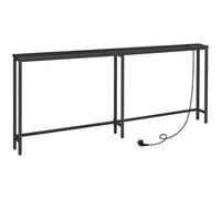 HOOBRO Mesa de Consola Estrecha con Toma de Corriente y Puerto USB, Mesa de Entrada con Estación de Carga, Mesa de Sofá, Mesa Auxiliar, para Entrada, Pasillo, Negro EBB205CXG01
