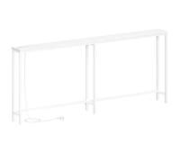 HOOBRO Mesa de Consola Estrecha con Toma de Corriente y Puerto USB, Mesa de Entrada con Estación de Carga, Mesa de Sofá, Mesa Auxiliar, para Entrada, Pasillo, Blanco EWW205CXG01