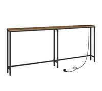 HOOBRO Mesa de Consola Estrecha con Toma de Corriente y Puerto USB, Mesa de Entrada con Estación de Carga, Mesa de Sofá, Mesa Auxiliar, para Entrada, Pasillo, Sala de Estar, Marrón Rústico EBF185CXG01