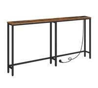 HOOBRO Mesa de Consola Estrecha con Toma de Corriente y Puerto USB, Mesa de Entrada con Estación de Carga, Mesa de Sofá, Mesa Auxiliar, para Entrada, Pasillo, Sala de Estar, Marrón Rústico EBF165CXG01