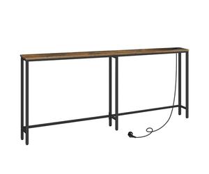 HOOBRO Mesa de Consola Estrecha con Toma de Corriente y Puerto USB, Mesa de Entrada con Estación de Carga, Mesa de Sofá, Mesa Auxiliar, para Entrada, Pasillo, Sala de Estar, Marrón Rústico EBF185CXG01