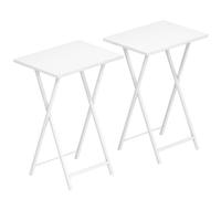 HOOBRO Mesas Plegables para TV, Set de 2, Mesa Lateral para Sofá, Escritorio Pequeño para Portátil, pequeño Plegable Mesa de TV, Fácil Almacenamiento Estructura, Blanco EWW25BZ01N1