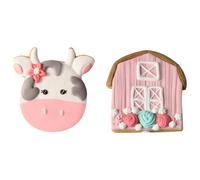 HOODANCOS 2 Piezas de Decoración para Tartas de Resina Rosa Forma de Vaca, Ideales para Muffins y Postres en Decoraciones de Fiesta