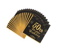 HOODANCOS 20pcs Decoraciones De Fiesta Y Dorada De La Vajilla 50º Cumpleaños De Oro Negro Servilletas Servilletas De Papel Desechables Para Hombres Mujer 50 Fiesta De