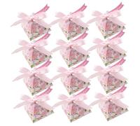 HOODANCOS Cajas para Dulces Pequeñas de Papel Doble Impresión, Forma Triangular, 25 Unidades Cintas y Tarjetas, Ideales para Bodas, Fiestas y Shower, Cajas de Obsequio Decorativas