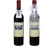 HOODANCOS Juego de Fundas Decorativas para Botellas de Vino 4 Piezas 2 Pares Diseño de Vestido y Traje de Boda Material Duradero Colores Vivos para Decoración de San Valentín y