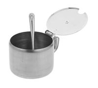 HOODANCOS Salero y Azucarero Cocina de Acero Inoxidable, Recipiente para Condimentos con Tapa, Cuchara y Asa, Adecuado para Cocinas y Restaurantes