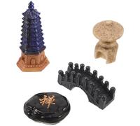 HOODANCOS Set de 4 Figuras para Jardín Adorno del Pabellón Chino Estilo Japonés para Centro de Mesa Japonés o Ambiente Zen al Aire Libre