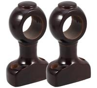 HOODANCOS Soportes de Cortina de Madera Color Marrón Oscuro para Barra de Cortina de 28 Mm, Base Decorativa Resistente para Montaje en Pared, Accesorios para Baño y Armario, Paquete de 2