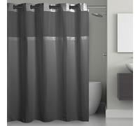Hookless Bed & Bath Cortina de Ducha con Textura gofre sin Gancho, Color Gris Grafito SC con Forro de 71 Pulgadas de Ancho por 74 Pulgadas de Largo