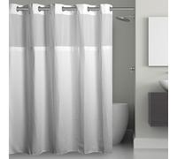 Hookless Cortina de Ducha de Tela Blanca preenganchada con Ventana Transparente y Forro a presión (71 Pulgadas de Ancho x 74 Pulgadas de Largo)