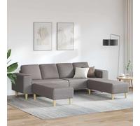 Hoopleep Moderno juego de sofá de tela topo, sofá de 4 plazas con marco de madera, transpirable, ancho de asiento de 208 cm, para salón, acogedor
