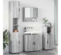 Hoopleep Sonoma Gray Bathroom Vanity Cabinet Set, 4 piezas de madera compuesta, 61 x 35 x 64 cm, almacenamiento montado en la pared con 7 puertas para baños modernos