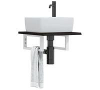 Hoopleep Vanity Bathroom Sink Shelf, Solid Oak Wood Top with Steel Brackets, 40x50x2 cm, Durable Wall Mounted Floating Design for Small Spaces, Easy Assembly