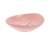 HOOTNEE 1pieza Plato de Cerámica con Diseño de Blossom Plato de Servicio Manualmente Pintado para Salsas Condimentos y Snacks Color Rosa Apto para Microondas y Lavavajillas